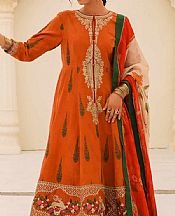 Zara Shahjahan Bright Orange Lawn Suit- Pakistani Designer Lawn Suits