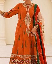 Zara Shahjahan Bright Orange Lawn Suit- Pakistani Lawn Dress