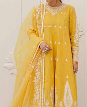 Zara Shahjahan Golden Yellow Jacquard Suit- Pakistani Designer Lawn Suits