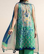 Zara Shahjahan Emerald Green Lawn Suit- Pakistani Lawn Dress