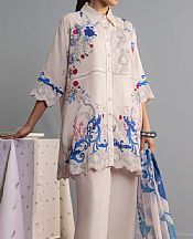 Zara Shahjahan Off White Lawn Suit- Pakistani Lawn Dress