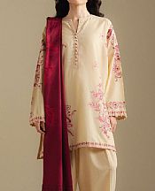 Zara Shahjahan Off White Khaddar Suit- Pakistani Winter Dress