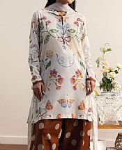 Zara Shahjahan Off White/Brown Lawn Suit- Pakistani Lawn Dress