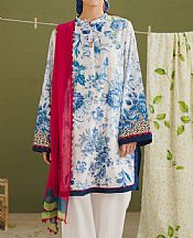 Zara Shahjahan White/Blue Lawn Suit- Pakistani Designer Lawn Suits