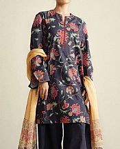 Zara Shahjahan Storm Grey Slub Cotton Suit- Pakistani Winter Clothing
