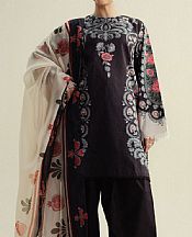 Zara Shahjahan Purple Taupe Cambric Suit- Pakistani Winter Clothing