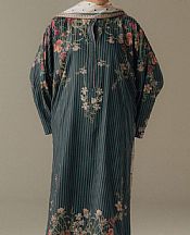 Zara Shahjahan Mineral Green/Black Linen Suit- Pakistani Winter Clothing