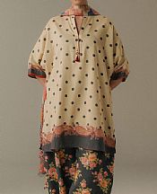 Zara Shahjahan Ivory/Black Linen Suit- Pakistani Winter Dress