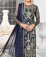 Zarif Bottle Green Net Suit- Pakistani Chiffon Dress