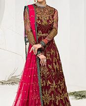 Zarif Maroon Net Suit- Pakistani Chiffon Dress
