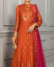 Safety Orange Chiffon Suit- Pakistani Designer Chiffon Suit