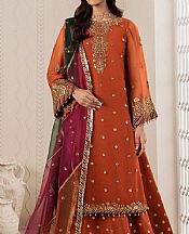 Zarif Bright Orange Chiffon Suit- Pakistani Designer Chiffon Suit