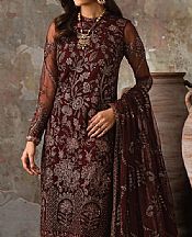 Zarif Wine Net Suit- Pakistani Designer Chiffon Suit