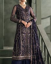 Zarif Navy Blue Net Suit- Pakistani Chiffon Dress