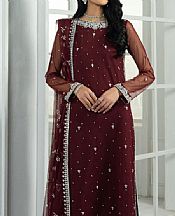 Zarif Maroon Net Suit- Pakistani Designer Chiffon Suit