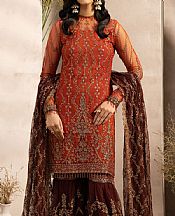 Zarif Rust Net Suit- Pakistani Designer Chiffon Suit