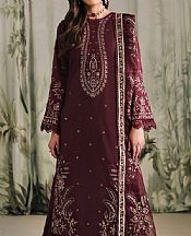 Zarif Wine Raw Silk Suit- Pakistani Designer Chiffon Suit