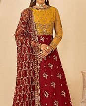 Zarif Mustard/Maroon Net Suit- Pakistani Designer Chiffon Suit