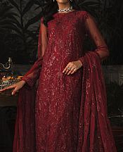 Zarif Maroon Net Suit- Pakistani Chiffon Dress