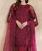 Zarif Wine Red Organza Suit- Pakistani Chiffon Dress