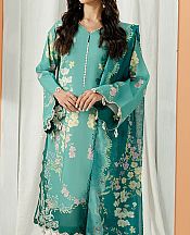 Zarposh Sea Green Lawn Suit- Pakistani Designer Lawn Suits