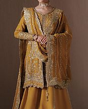 Zarposh Mustard Chiffon Suit- Pakistani Chiffon Dress