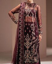 Zarposh Plum Net Suit- Pakistani Chiffon Dress
