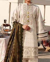 Zarqash Ivory Lawn Suit- Pakistani Designer Lawn Suits