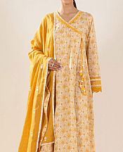 Zeen Ivory/Mustard Lawn Suit- Pakistani Designer Lawn Suits