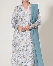 Zeen White/Grey Cambric Suit (2 Pcs)- Pakistani Lawn Dress
