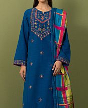 Zeen Royal Blue Khaddar Suit (2 Pcs)- Pakistani Winter Dress