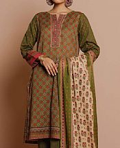 Olive Green Slub Suit- Pakistani Winter Dress