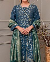 Denim Blue Jacquard Suit- Pakistani Lawn Dress