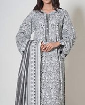 Zeen White/Grey Cambric Suit- Pakistani Lawn Dress