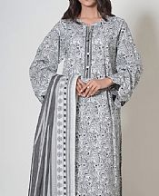 Zeen White/Grey Cambric Suit- Pakistani Designer Lawn Suits