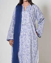 Zeen White/Blue Cambric Suit- Pakistani Designer Lawn Suits