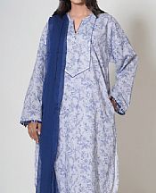 Zeen White/Blue Cambric Suit- Pakistani Lawn Dress