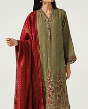Asparagus Green Jacquard Suit- Pakistani Winter Dress