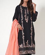 Zeen Black/Peach Cambric Suit- Pakistani Designer Lawn Suits