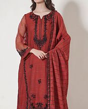 Zeen Vivid Auburn Khaddi Net Suit- Pakistani Winter Dress