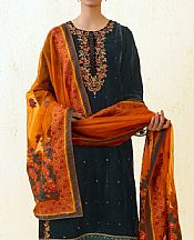 Zeen Dark/Orange Velvet Suit- Pakistani Winter Dress
