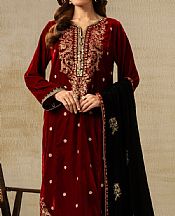 Zeen Maroon Velvet Suit- Pakistani Winter Clothing