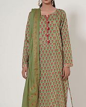 Olive Green Lawn Suit- Pakistani Lawn Dress