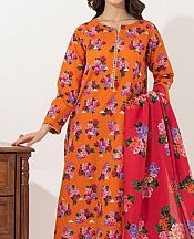 Zellbury Safety Orange Cambric Suit- Pakistani Winter Dress