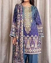 Grey/Indigo Cambric Suit- Pakistani Winter Clothing