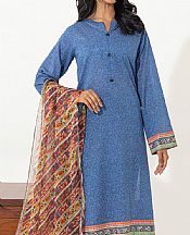 Zellbury Denim Blue Lawn Suit (2 Pcs)- Pakistani Designer Lawn Suits