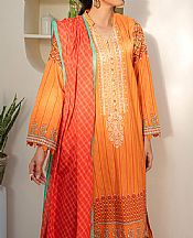 Zellbury Bright Orange Lawn Suit- Pakistani Designer Lawn Suits