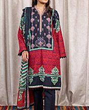 Black/Red Khaddar Suit (2 Pcs)- Pakistani Winter Dress