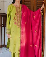Zellbury Parrot Green Khaddar Suit- Pakistani Winter Dress