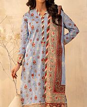 Zellbury Cadet Blue Lawn Suit (2 pcs)- Pakistani Designer Lawn Suits